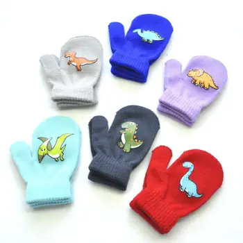 1 Пара мультяшных теплых перчаток с защитой от захвата, защитные детские варежки, милые унисекс для девочек и мальчиков, милый Кавайный динозавр, любящее лицо новорожденного 14