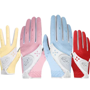 1 пара перчаток для гольфа для женщин и девочек из искусственной ткани, красивые дышащие нескользящие перчатки, мяч для игры в гольф, теннис, Бейсбол, Подарочные разноцветные 8