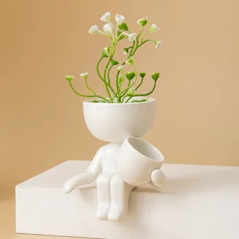 1 шт. керамический цветочный горшок в виде гуманоида, креативный современный дизайн, кашпо, цветочный горшок, ваза для рукоделия, украшение для дома, персонализированный подарок 3