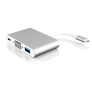 10 Шт./лот 1080P Type C Док-Адаптер Thunderbolt 3 в 1 USB C Концентратор К VGA USB3.0 PD Разветвитель Для Ноутбука MacBook Pro Телефон 6
