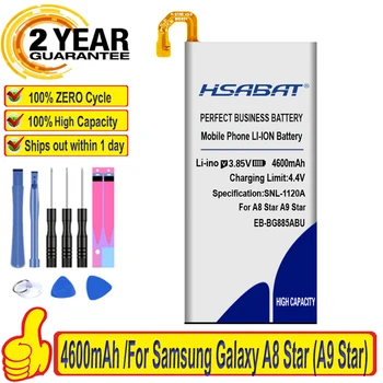 100% Оригинальный аккумулятор HSABAT 4600 мАч EB-BG885ABU для Samsung Galaxy A8 Star (A9 Star) SM-G885F SM-G8850 SM-G885Y 2