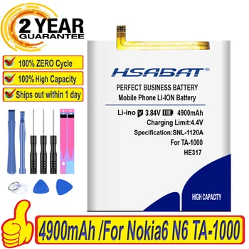 100% Оригинальный аккумулятор HSABAT 4900 мАч HE317 для Nokia 6 для Nokia6 N6 TA-1000 TA-1003 TA-1021 TA-1025 TA-1033 TA-1039 1