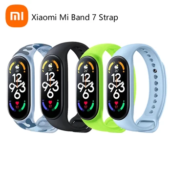 100% Оригинальный Ремешок Для Часов Браслет Для Xiaomi Mi Band 7 Камуфляжные Светящиеся Силиконовые Сменные Браслеты на Mi7 miband 7 Ремешок 3