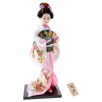 12-дюймовая японская кукла-кимоно, фигурка Гейши с веерными орнаментами, Подарочные предметы коллекционирования, Розовая ткань, подарок для девочки 12