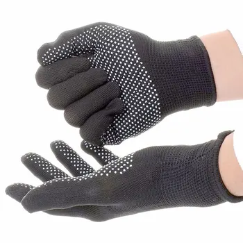 12 пар черных нейлоновых трикотажных рабочих перчаток с дышащей подкладкой из ПВХ в горошек для защиты ладоней для мужчин или женщин 2