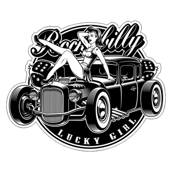 13/17 СМ Pin Up Girl Style Lucky Vintage Car Hot Rod Ретро Мотоцикл Автомобильная Наклейка Decal M79