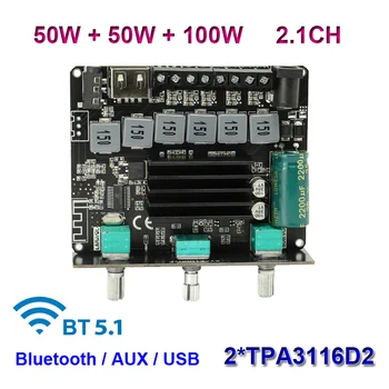 2 * 50 Вт + 100 Вт Bluetooth TPA3116 2.1 CH Плата цифрового аудио Усилителя мощности HiFi Стерео TPA3116D2 класса D AUX USB Mini AMP