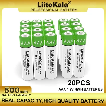 20 pces liitokala aaa 1.2v 500mah bateria recarregável nimh adequado para brinquedos, ratos, escalas eletrônicas, etc. atacado 6