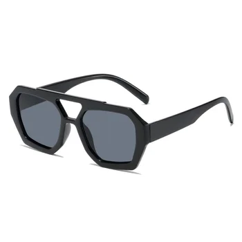 2022 Новые модные квадратные градиентные солнцезащитные очки для женщин Ins Hot Polygon с двойным мостом солнцезащитные очки женские леопардовые черные 5