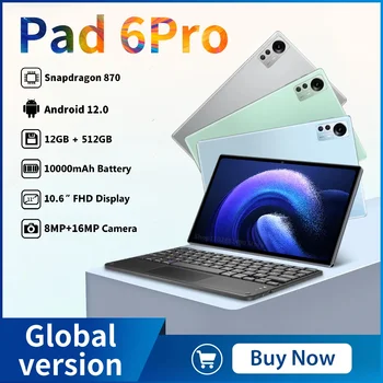 2023 Pad 6 Pro Android 12 10,6 Дюймовый Планшет с IPS дисплеем Snapdragon 870 12 ГБ 512 ГБ Планшетные ПК Глобальная версия 5G WIFI Pad 6 Pro 7