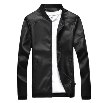 2023 Весенне-осенняя мужская кожаная куртка, классическое тонкое мужское пальто из искусственной кожи, мотоциклетная уличная куртка, элегантная повседневная футболка 16
