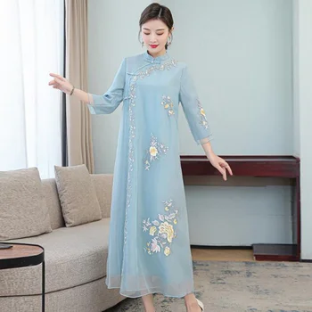 2023 Китайское винтажное традиционное платье чонсам qipao элегантное вечернее платье восточное ретро вьетнамское платье ао дай