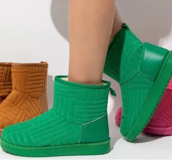 2023 новые женские осенне-зимние ботинки с толстой подошвой и бархатными толстыми снегоступами большого размера, короткие сапоги с теплым полотенцем, хлопчатобумажная обувь 11