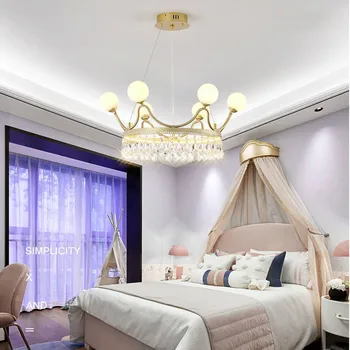 2023 Современная Роскошная Светодиодная подвесная лампа, Потолочная люстра с дизайном хрустальной короны Для гостиной, Детской спальни 220V 110V 19