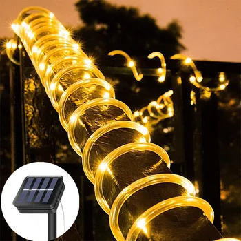 22M Solar Rope Strip Light Outdoor 200LED IP65 Водонепроницаемая Трубка Fairy String Garland Для Сада Рождественское Свадебное Украшение 12