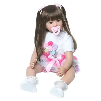 24 дюйма 60 см Реалистично выглядящие Милые куклы для маленьких девочек Силиконовые Игрушки для новорожденных с длинными волосами Челночный корабль 2
