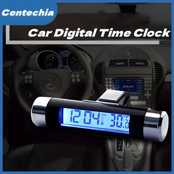 2в1 Автомобильный термометр для выпуска воздуха, электронные часы, термометр, светодиодный дисплей времени, цифровые часы, дисплей температуры, автомобильная поставка 10