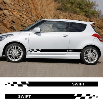 2ШТ Наклейки на боковые двери автомобиля SWIFT для автомобилей Suzuki Swift в полоску на юбке, очаровательная автомобильная виниловая наклейка для спортивного декора кузова 4