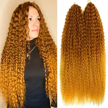 30-дюймовые синтетические афро-кудрявые волосы для плетения крючком Мягкое омбре для наращивания волос Marly Hair для женщин