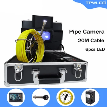 30-метровый кабель из стекловолокна, 7-дюймовый TFT-экран, Камера для осмотра канализации, Цветной ТВЛ, 17 мм, 6 светодиодов, Эндоскоп, Змеиная Камера 11