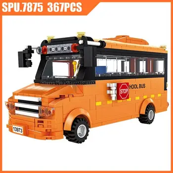 3973 367шт Технический Городской Оранжевый Школьный Автобус Строительные Блоки Игрушечный Кирпич 4