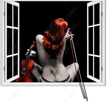 3d фотообои на заказ Фреска Девушка, играющая на скрипке у окна украшение дома обои для гостиной для стен 3 d 12