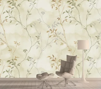 3D-фреска в стиле ретро с листьями, обои для домашнего декора, Контактные фрески, обои для стен гостиной, обои для благоустройства 3