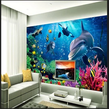 3DBEIBEHANG Большие настенные обои на заказ фото любого размера 3D Подводный мир Дельфин ТВ фон декоративная роспись обоев