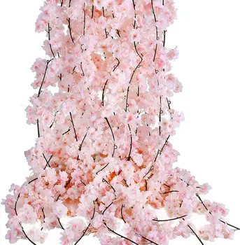 3ШТ Искусственная вишневая гирлянда, подвесная виноградная лоза, шелковая гирлянда, искусственный цветок, искусственная Сакура для декора свадебной вечеринки в саду 4