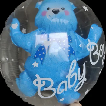 4D Прозрачные для маленьких девочек/мальчиков, Медвежонок, День рождения, Синий/Розовый воздушный шар, Детский душ, Пол, Декор, Принадлежности для рукоделия, Подарок 5