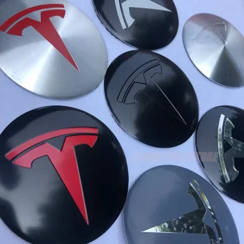 4ШТ 56 мм 3D Стерео крышки ступиц из алюминиевого сплава, центральная эмблема, значок, наклейка, подходит для Tesla Roadster Model S, модель X, модель 3 2