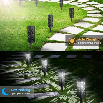 4шт Газонных фонарей, привлекательный полый дизайн, заземляющие розетки, Водонепроницаемые Солнечные ландшафтные фонари, декор для дома 10