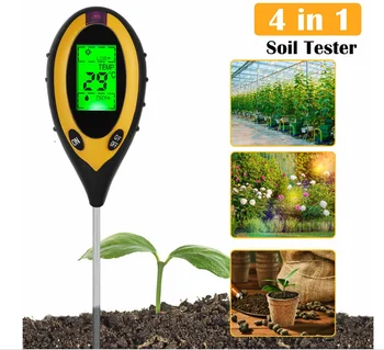 50 шт./лот 4-в-1 тестер почвы PH-метр для комнатных растений PH-показатель температуры солнечного света Оптом