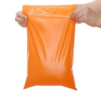50шт. Сумка для экспресс-рассылки с логотипом, оранжевая утолщенная упаковка, курьерские сумки, конверт, самоклеящаяся сумка для хранения одежды 4