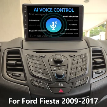 AI Voice Беспроводная навигация CarPlay Автомагнитола Android 13 для Ford Fiesta 2009-2017 GPS Навигация Мультимедийный видеоплеер 7
