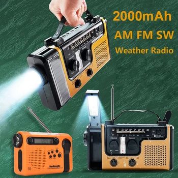 AM FM SW Аварийный блок питания SOS-сигнализация, совместимая с Bluetooth, солнечное радио зарядное устройство, светодиодный фонарик, USB-зарядка с термометром 10