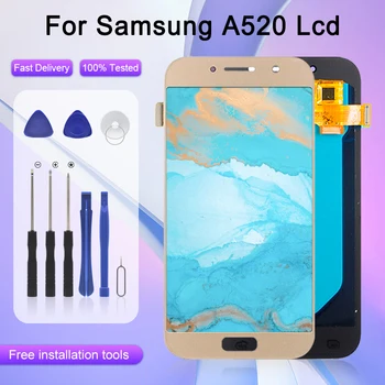 Amoled A520 Дисплей Для Samsung Galaxy A5 2017 ЖК-дисплей С Сенсорной Панелью, Дигитайзер Экрана A520M A520F В Сборе С Рамкой 14