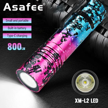 Asafee Многофункциональный Яркий Фонарик USB Перезаряжаемый Встроенный Литиевый Аккумулятор Из Алюминиевого Сплава Наружный Бытовой Фонарик 5