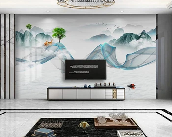 beibehang Custom новый современный минималистичный абстрактный чернильный пейзаж дымовая линия фон обои обои для домашнего декора 17
