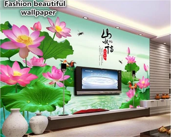 beibehang Большая картина для внутренней отделки, красивые обои lotus TV background wall 3D обои для стен 3 d 12