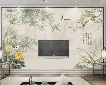 beibehang Индивидуальная современная ручная роспись цветок птица пейзаж декорации ТВ фон обои живопись обои домашний декор 12