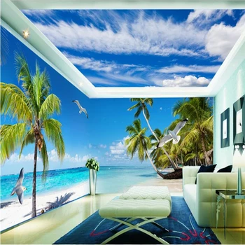 beibehang, красивый пляж, весь дом, 3D фотообои для гостиной, настенная роспись, фон для обоев, настенная роспись, напольное покрытие-бумага