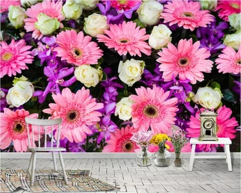 beibehang Пользовательские обои 3d фреска фото романтический современный минималистичный модный цветок роза хризантема стена гостиной