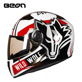Beon Мотоцикл с полным лицом, Мотобайк, Езда на мотокроссе, Ветрозащитный Теплый Шлем, Мотоциклетный шлем, Мотоциклетная емкость для мото 16