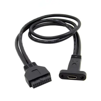 Cablecc Однопортовый USB 3.1 Type C Разъем USB-C к материнской плате USB 3.0 19-контактный разъемный кабель 40 см 1
