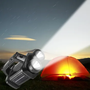 COB LED Портативный Фонарь На Солнечной Батарее/USB/С питанием от аккумулятора 200LM Adventure Survival Torch С Двойной Головкой Водонепроницаемый для Пеших прогулок и Рыбалки 18
