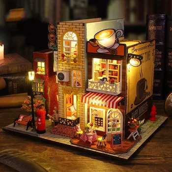 DIY Cabin 3D Ручная сборка с подсветкой, Модель подставки для книг, Креативный подарок для украшения