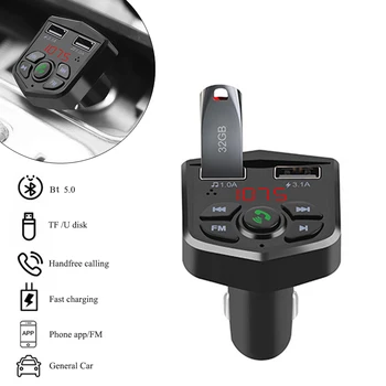 Elistooop Bluetooth 5,0 FM-передатчик MP3-Модулятор Плеер USB Быстрое Зарядное Устройство 3.1A Беспроводной Автомобильный Комплект Громкой Связи Аудиоприемник 8