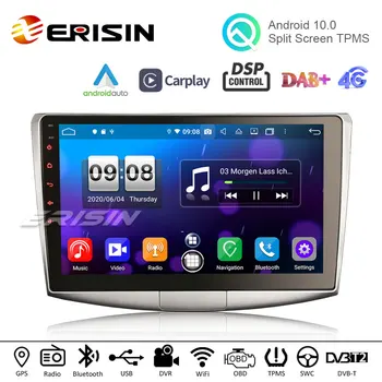 Erisin 8717 Восьмиядерный 10,1-Дюймовый Android 10,0 Автомобильный стерео DSP DAB + 4G TPMS GPS Carplay Авторадио для VW Passat B6 B7 CC 5