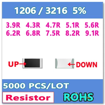 JASNPROSMA 1206 J 5% 5000 шт 3.9R 4.3R 4.7R 5.1R 5.6R 6.2R 6.8R 7.5R 8.2R 9.1R Высококачественный Резистор smd 3216 ОМ